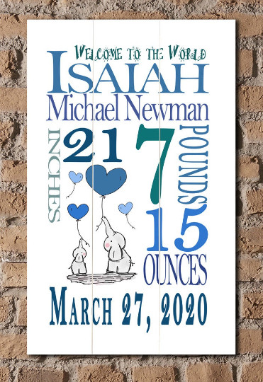Personalized New Baby Boy Gift Wall Art Custom Newborn Boy Nuresery Decor gallery