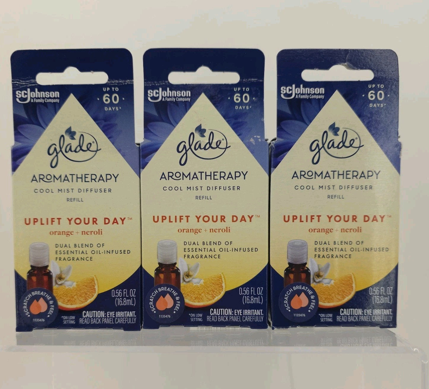 3 NEW GLADE AROMATHERAPY COOL MIST DIFUSER OIL PURE HAPPINESS ORANGE & NEROLOI gallery