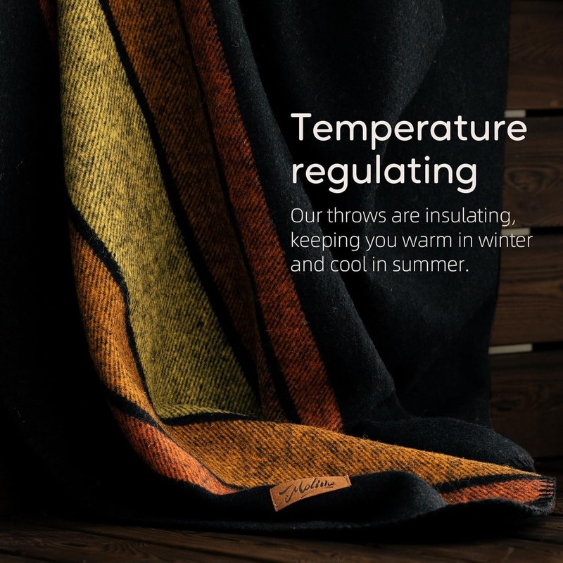 Extra Large - REVERSIBLE 100% Wool Blanket Andean Pattern 86x62 in with straps gallery