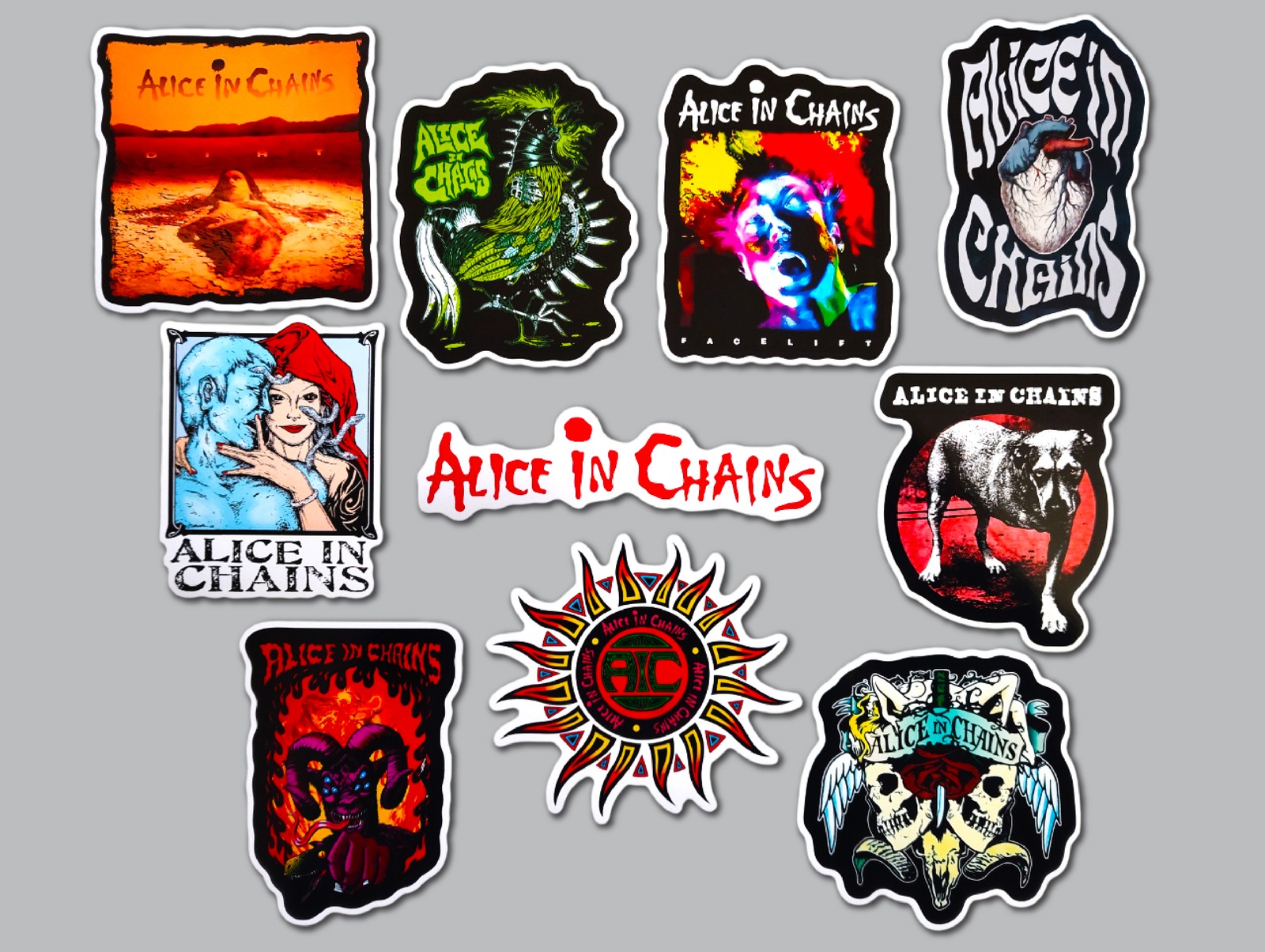 Alice In Chains Vinyl Sticker Lot (10 Stickers) grunge 90's punk nirvana punk gallery