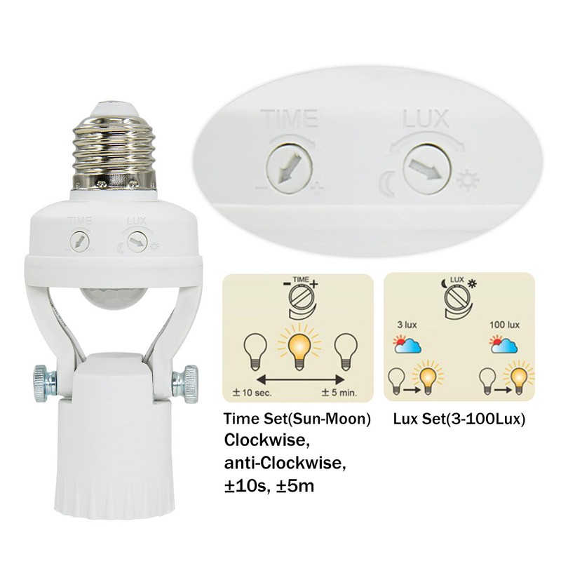 PIR Motion Sensor Light Socket - 180 Degree Rotatable E26/27 Smart Screw Bulb gallery