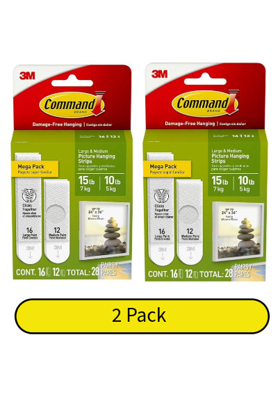 2 Pack Command 10lb and 15lb White Picture Hanging Strips , Mega Pack, 56 Pairs gallery