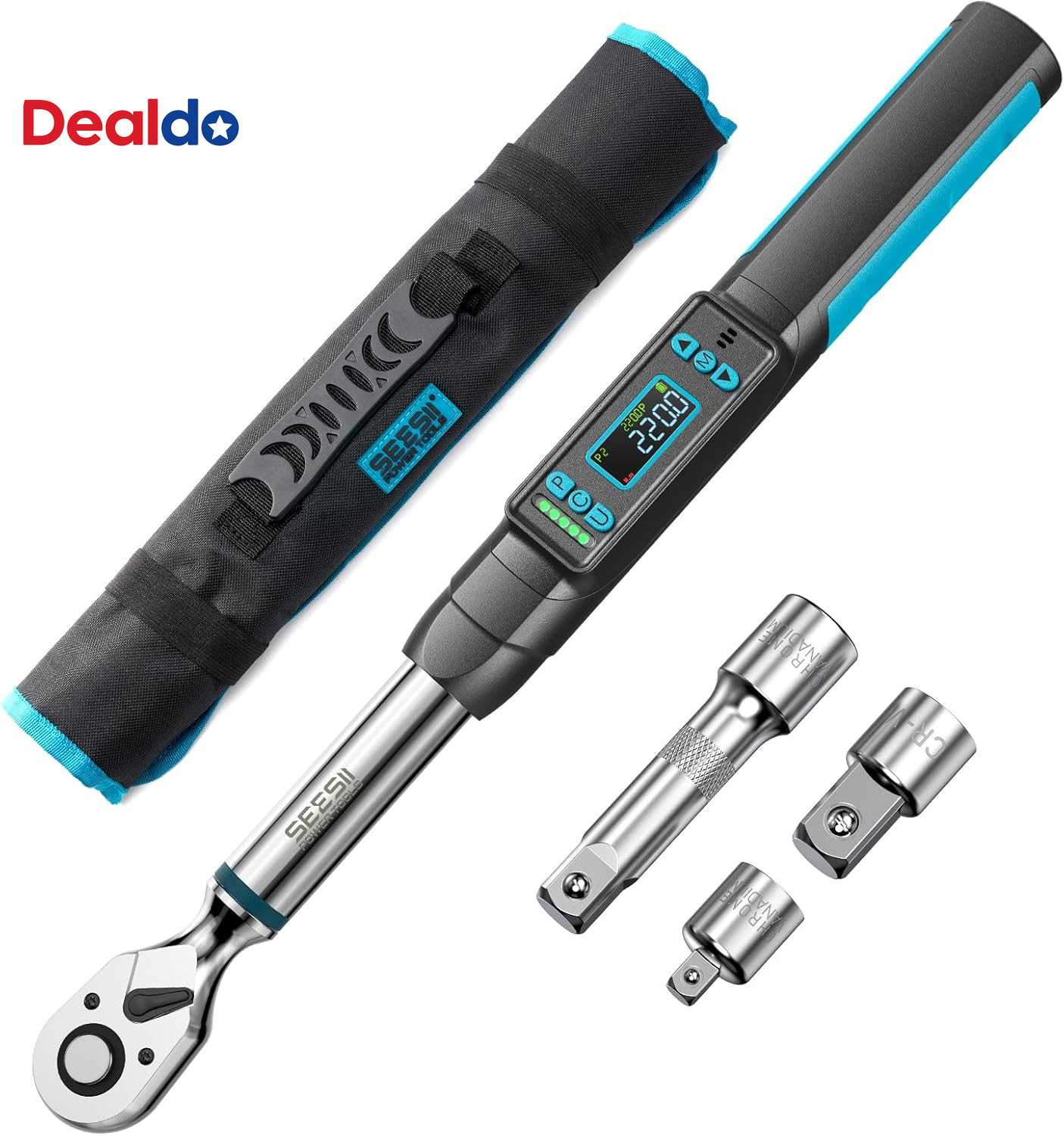 3/8" Digital Torque Wrench, ±2% Accuracy, 0–220 N·M/0–162 Ft-Lbs, LCD Display, R gallery