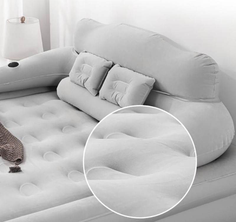 Inflatable High Raised Double King Size Air Bed Mattress w/Pump Pillow Set grey gallery