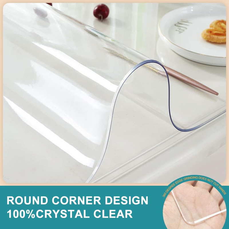 40X62 Inch Clear Table Cover Protector 1.5Mm Thick Plastic Crystal Table Pad Des gallery