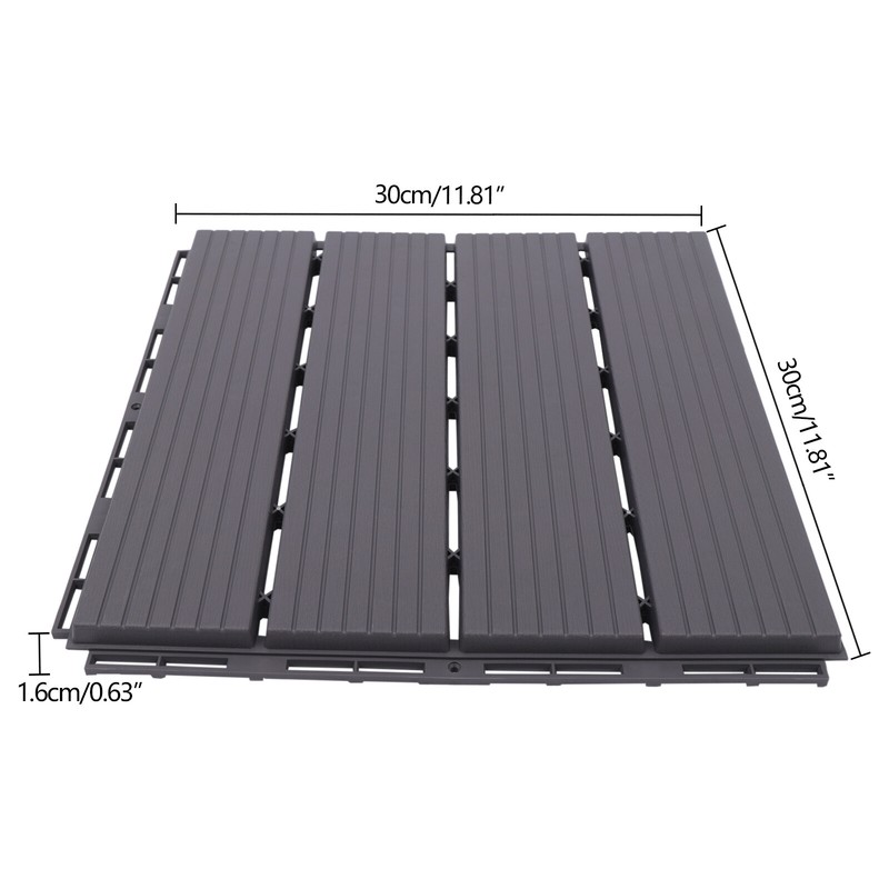 Plastic Composite Patio Deck Tiles 12”x12” Interlocking Decking Tiles gallery