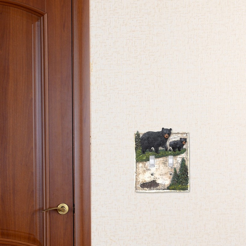 Bear Pine Tree Double Light Toggle Switch Cover Wall Plate Cabin Lodge Decor gallery