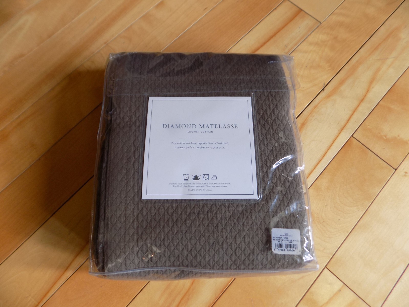 Restoration Hardware Shower Curtain 72"X72" Diamond Matelasse Dark Brown Cotton gallery