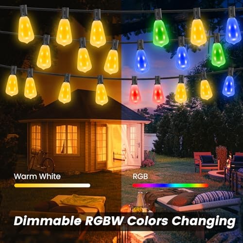 35FT Outdoor String Lights: Dimmable, RGB Color-Changing Patio Plug ST38 35FT gallery
