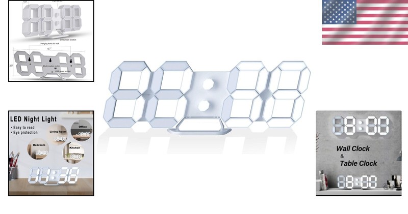 9.7" Adjustable Brightness LED Clock with Snooze Function & Temperature Display gallery