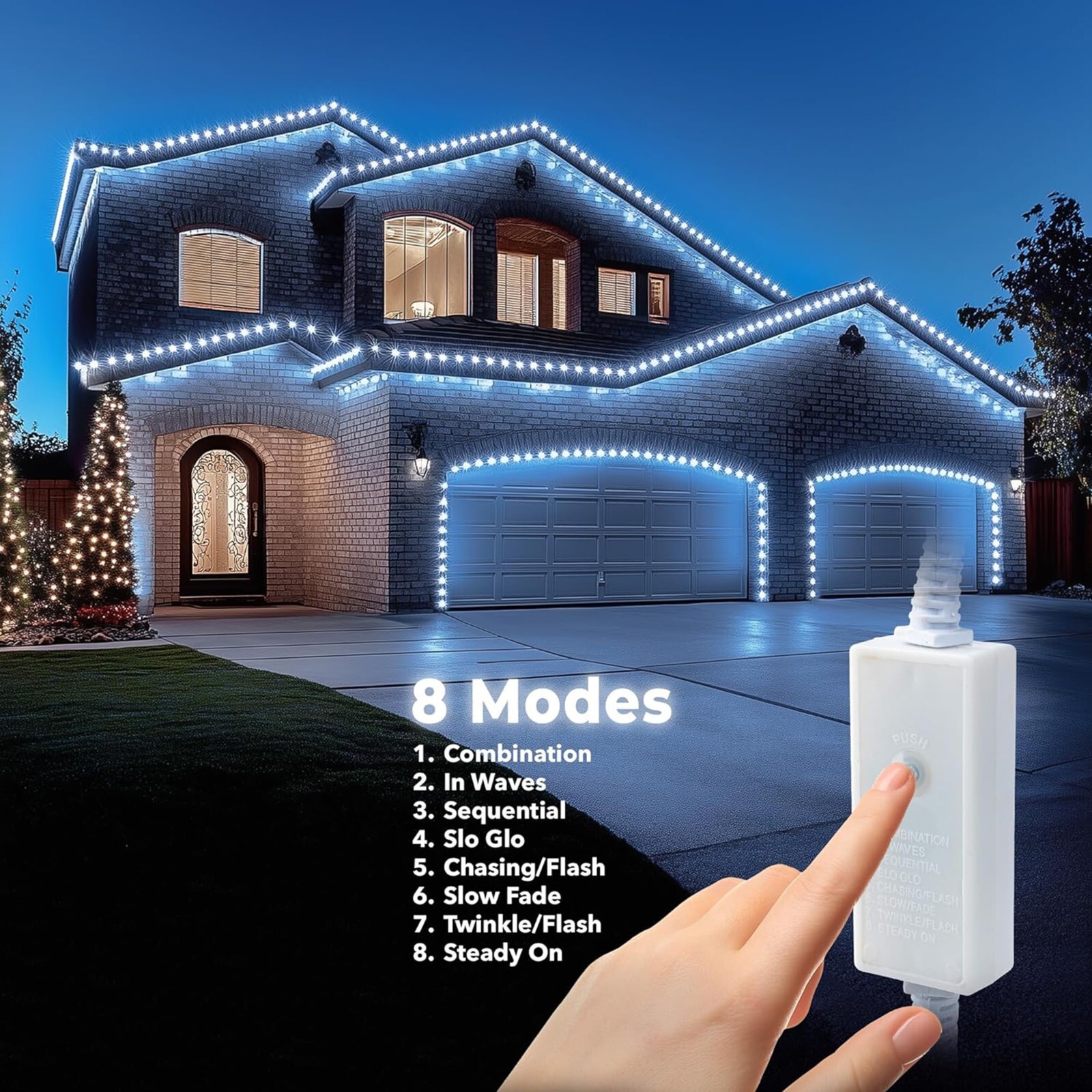 3 PK LED Rope Power Cord w/ Attached Connection Cap Mode-Changing 8-Modes 1Meter gallery