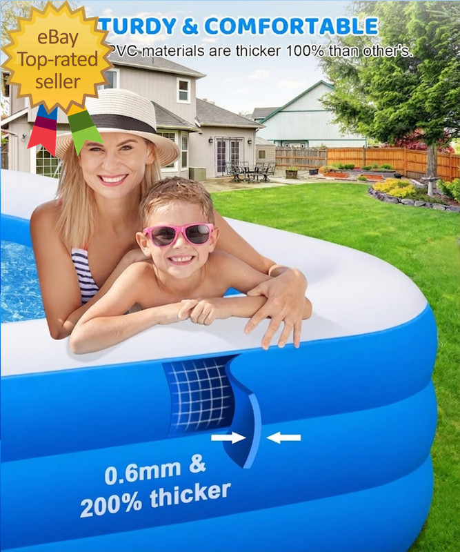 Large Inflatable Pool 130"×72"×22" Blow up Pool for Adults with Electric Pump gallery