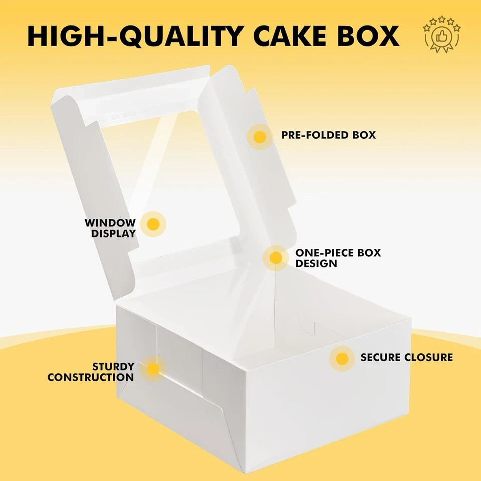 24Pcs Cake Boxes with Window, 10X10X5 Inches White Bakery Boxes, Cookie Dessert gallery