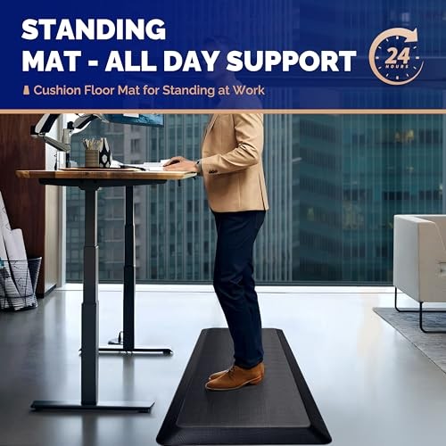 Anti Fatigue Mat for Standing, 9/0 Extra Thick 59"L x 20"W x 0.9"Th 1 Black gallery