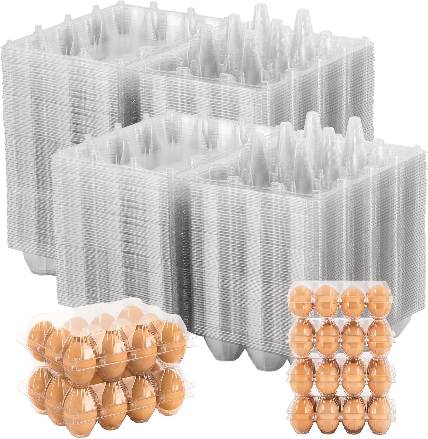 180 Pack Clear Plastic Egg Cartons, Reusable Stackable Egg Containers for Farm, gallery