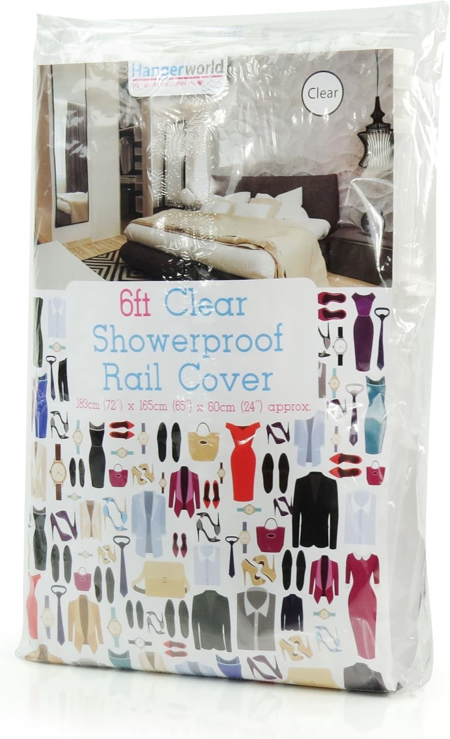 HANGERWORLD 6ft Clothes Garment Rack Cover Clear Showerproof (72"x24") gallery