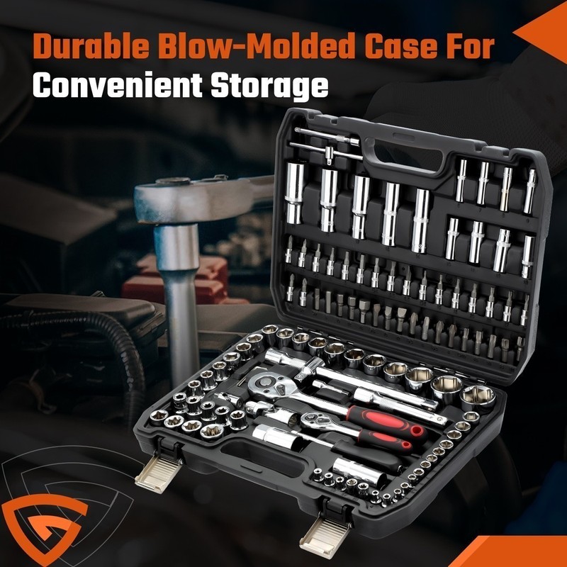 108Pcs Mechanics Tool Set Kit 6-Point Socket Ratchet Wrench Set Repair 6-Point gallery