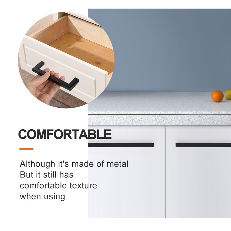 20 Pack Solid Square Bar Cabinet Handle Matte Black Cupboard Pulls for Kitchen gallery