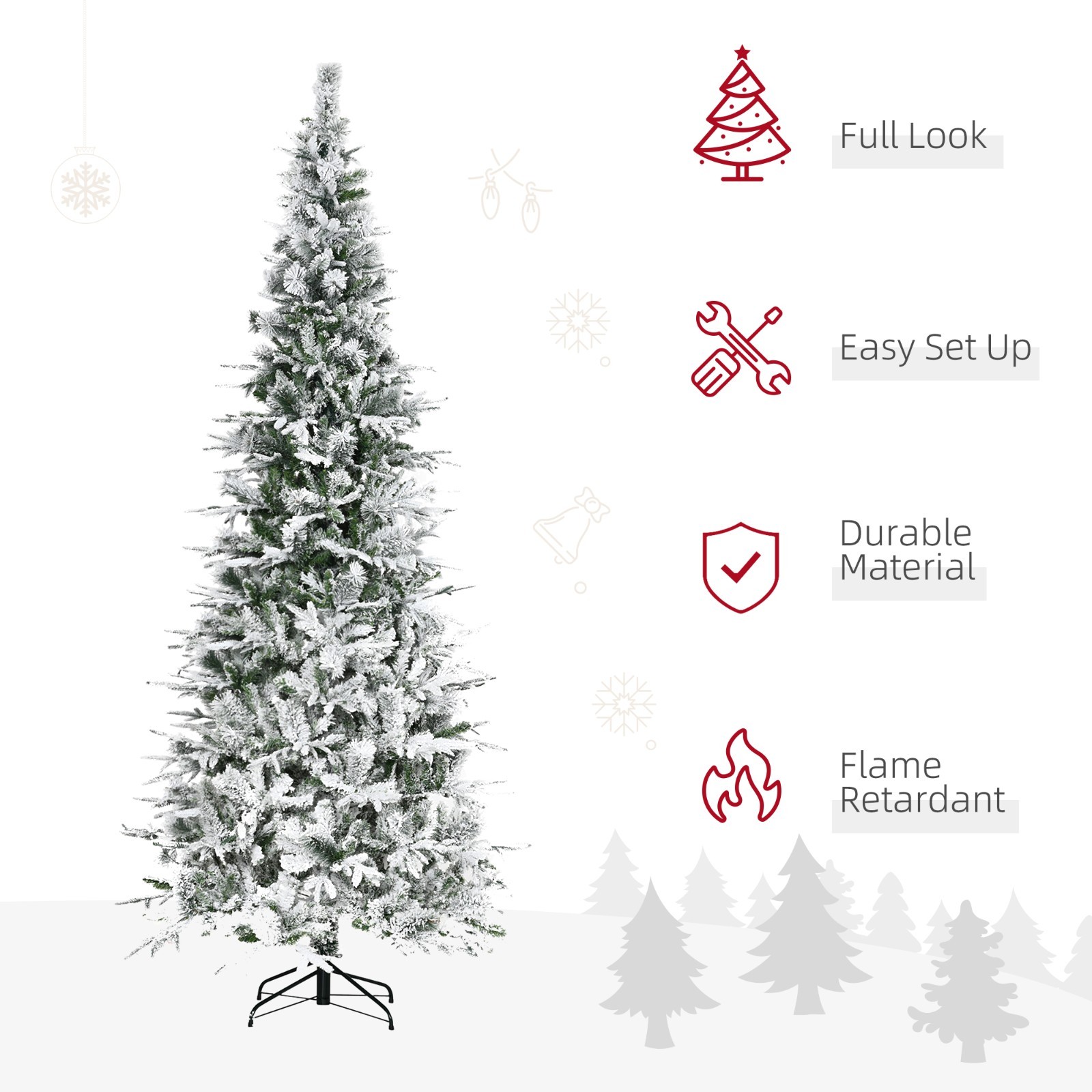 ❄️FREE SHIPPING!❄️Christmas Tree, 9 Ft Hinged, Unlit, Pencil, Frosted Tips! gallery