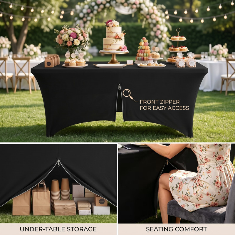 6FT Rectangular Spandex Table Cover Stretch Fitted Tablecloth for Vendor Wedding gallery