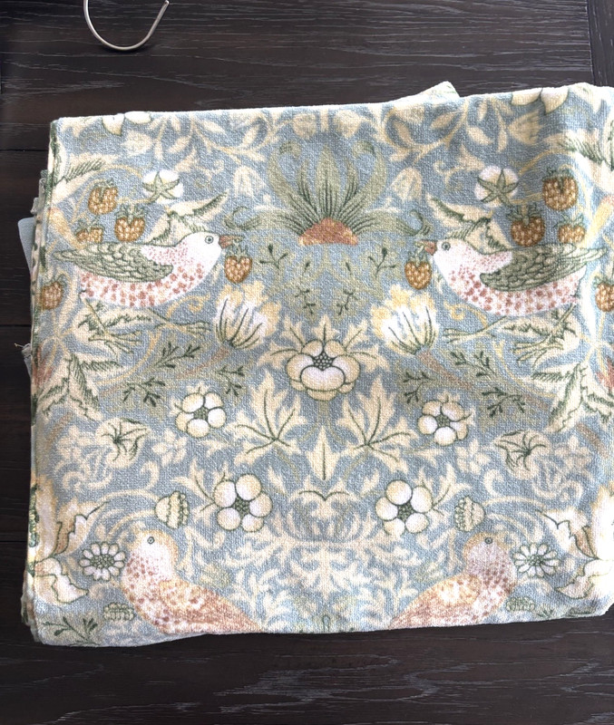 2 Pc William Morris Strawberry Thief Bird Velour Green Multi Bath Towels Set gallery