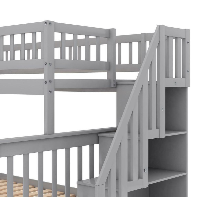 Twin Size Upper Bed and Full Size Lower Bed w/ Trundle Safety for Kids Children gallery