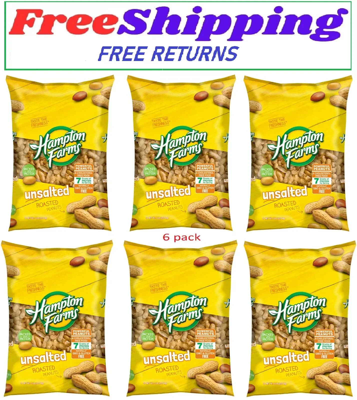 6 Pack - Hampton Farms Unsalted In-Shell Peanuts (5 lbs.) gallery