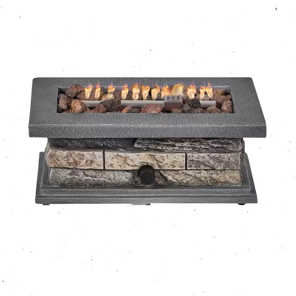 14 In. Rectangle Outdoor Propane Gas Fire Pit 15,000 BTU Stone Look / Lava Rocks gallery