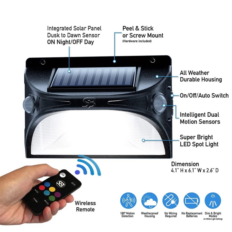 Sensor Brite Spectrum Outdoor Solar LED Light Wireless Security Motion-Activate gallery