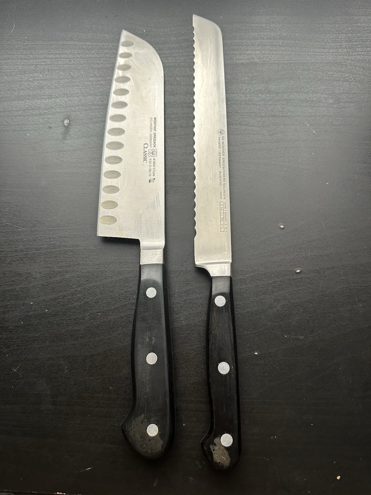 x2 Wusthof Classic 4149 8" Bread / 4183 17cm Chef Knife Germany gallery