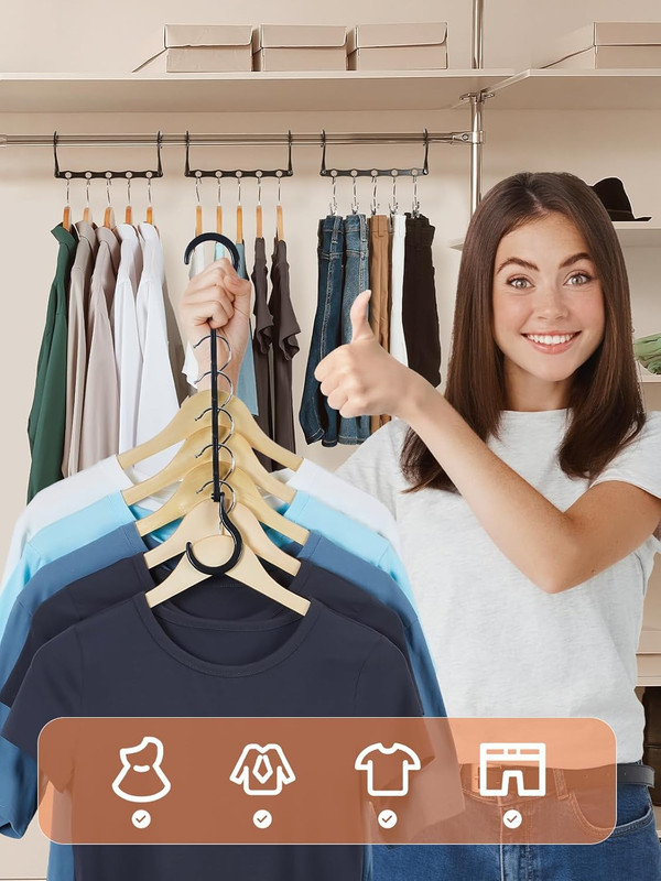 Black Magic Space Saving Hangers 10 Pack, Premium Smart Hanger Hooks, Sturdy Cas gallery