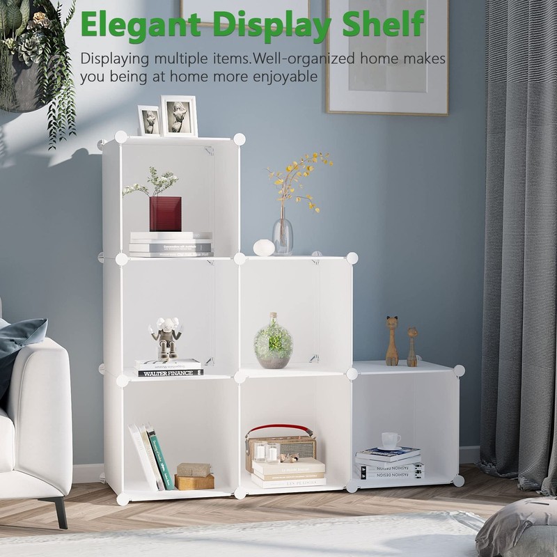 6-Cube Storage Organizer, Stackable Storage Cubes Shelves, Portable Bookshelf... gallery