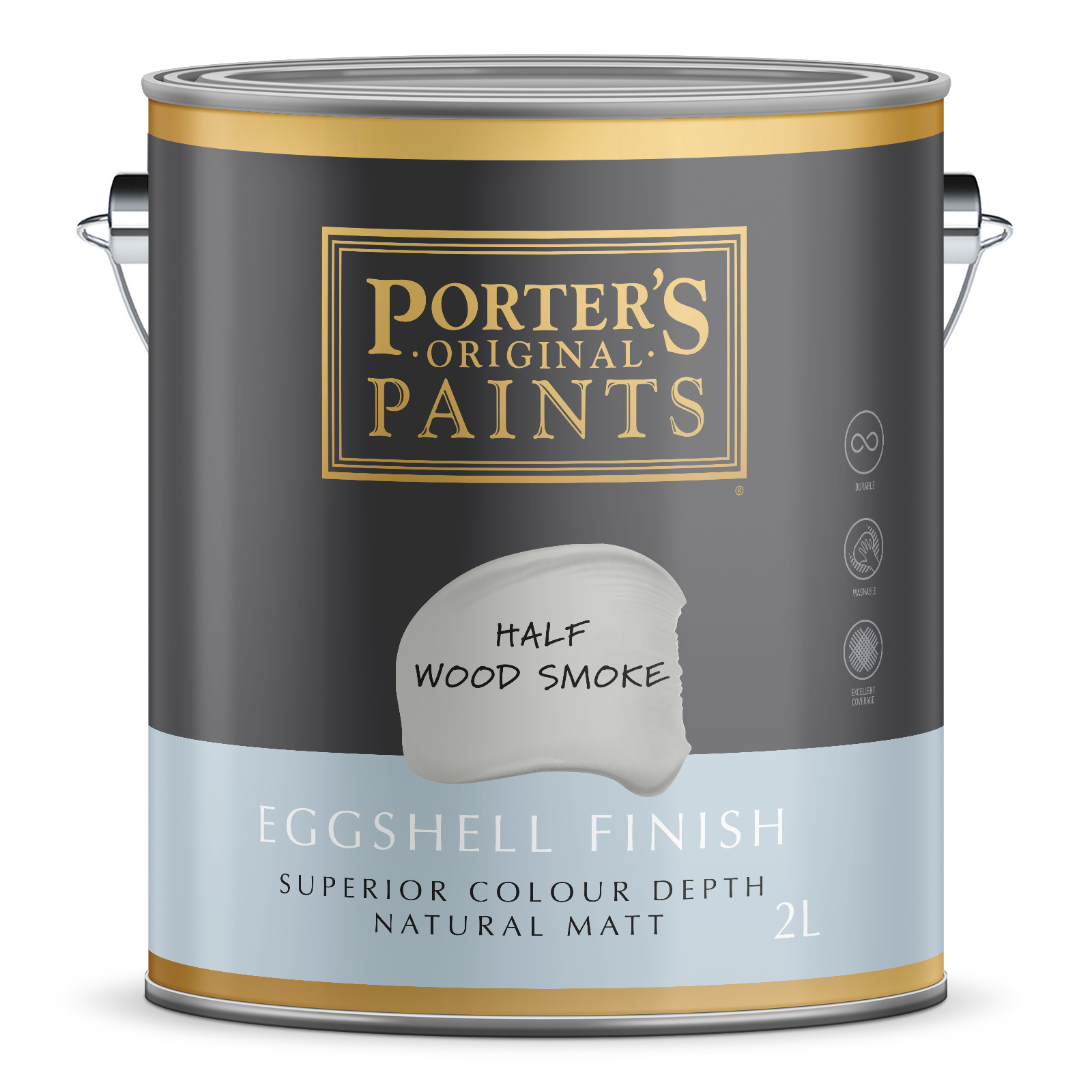 Porter's 2L Half Wood Smoke Eggshell Finish Broadwall Washable Paint gallery