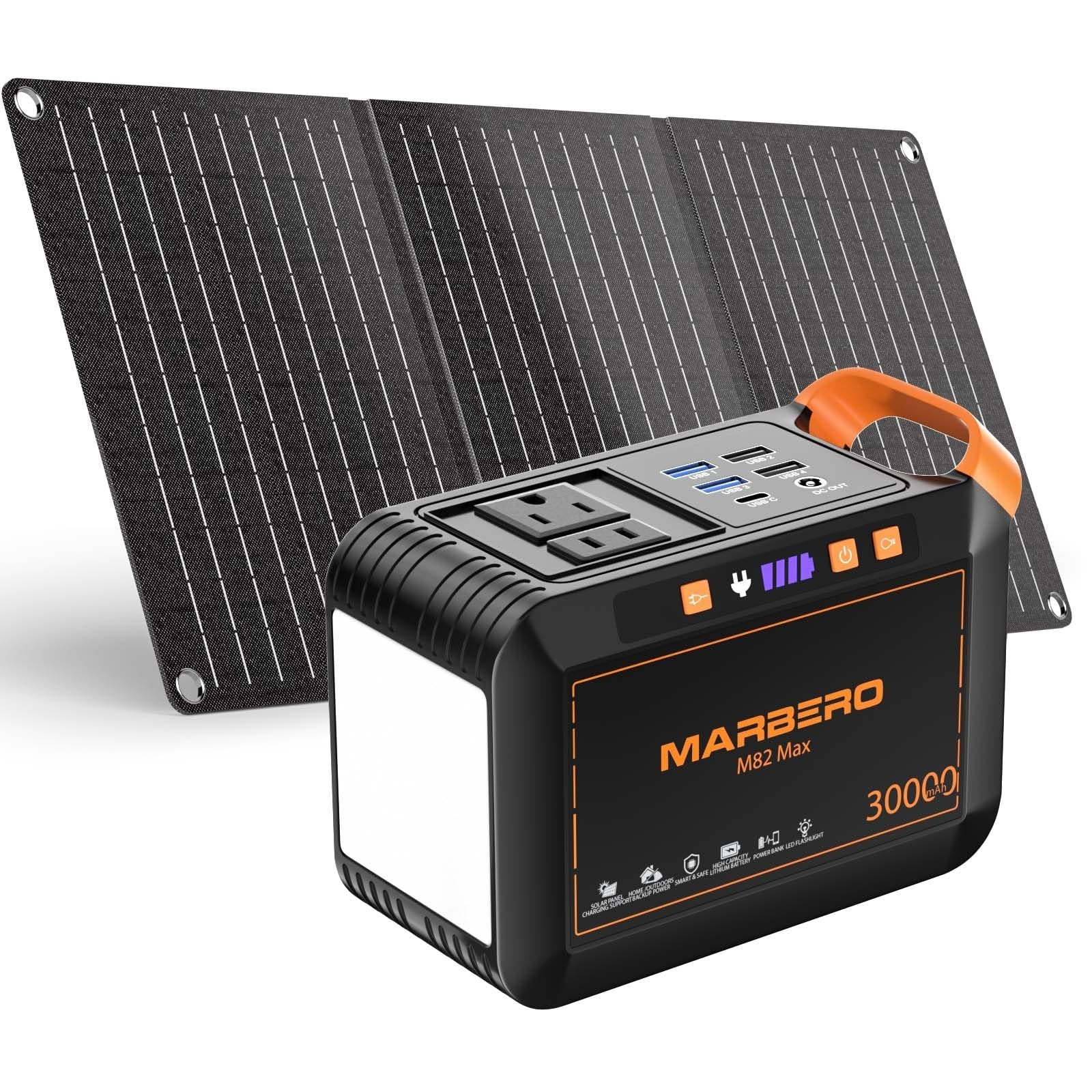 MARBERO Solar Generator 111Wh Portable Power Station with Solar Panel 30W Includ gallery