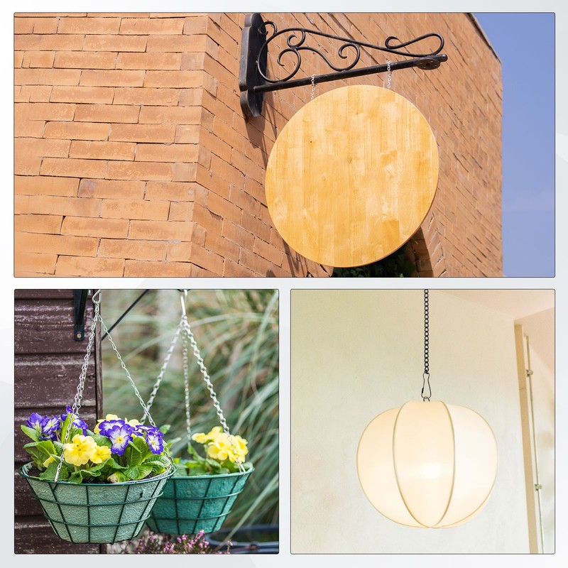10Pcs 25cm/9.8in Hanging Chain with Hooks for Bird Feeder Planter Lantern Silver gallery
