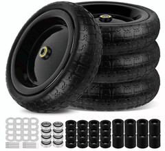 13″ Flat Free Solid Tires 4.00-6, 5/8″ Axle, Spacers & Pins, 4 Pack