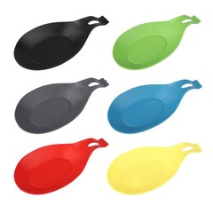 6 pcs Silicone Spoon Holders,Heat Large, Black,,gray,red,green,blue,yellow