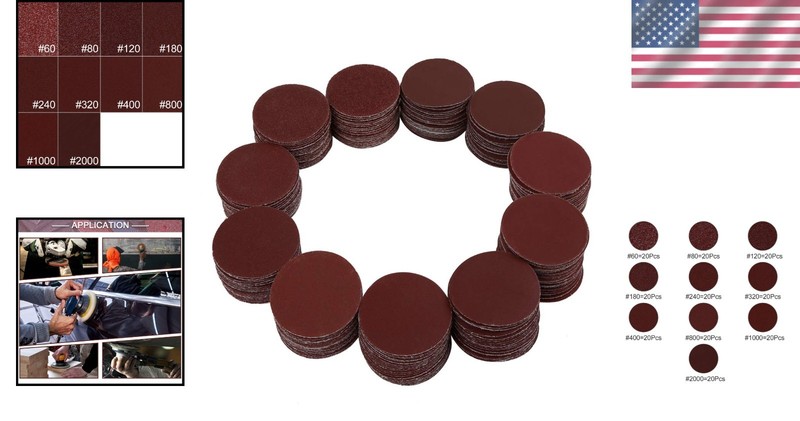 200pcs 2 Inch Hook and Loop Sanding Discs Sandpaper 60 80 120 180 240 320 400... gallery