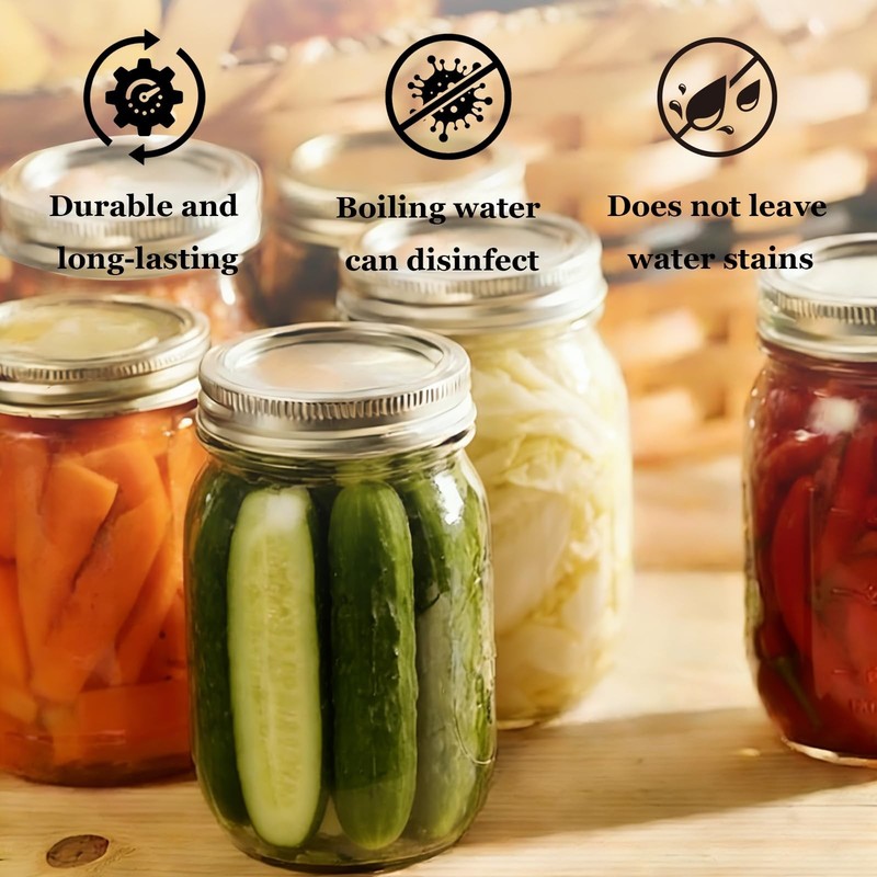 20pcs Rust Resistant Silver Mason Jar Replacement Rings, 87mm Wide Mouth Band... gallery