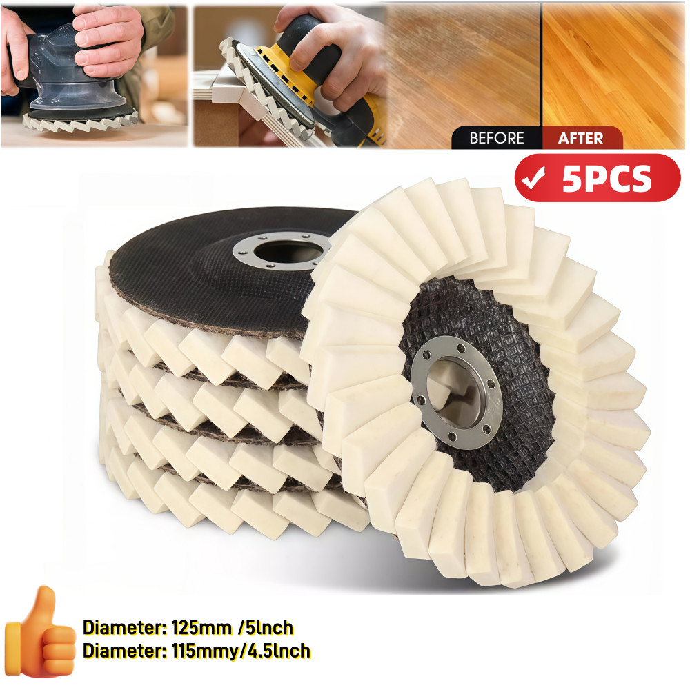 NEW 5 PACK 5 Inch Felt Flap Disc Wool Polishing Buffing Wheel Pad for Metal gallery