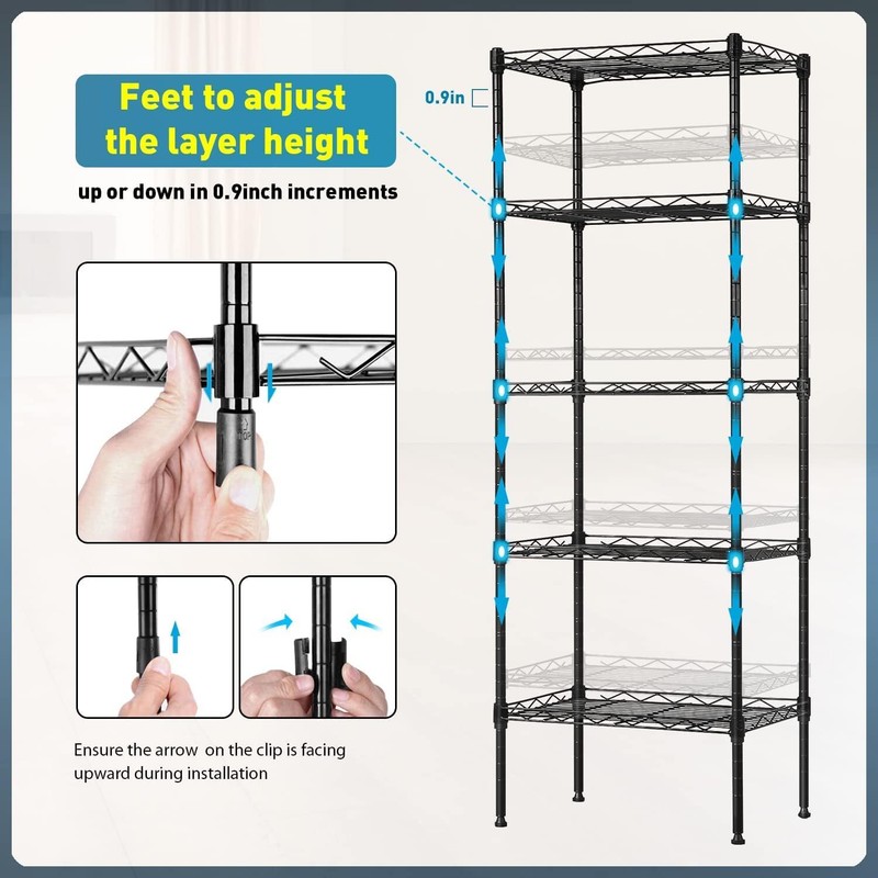Adjustable Wire Shelving Storage Shelves Heavy Duty Rack Unit For Kitchen Office gallery