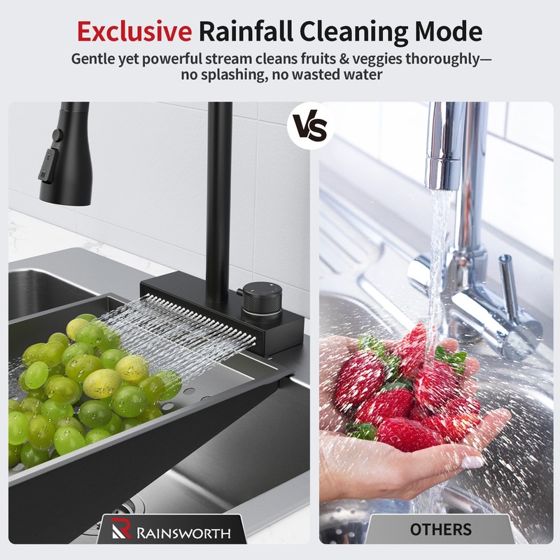 Black 3-function Pull-down Rain Kitchen Faucet gallery