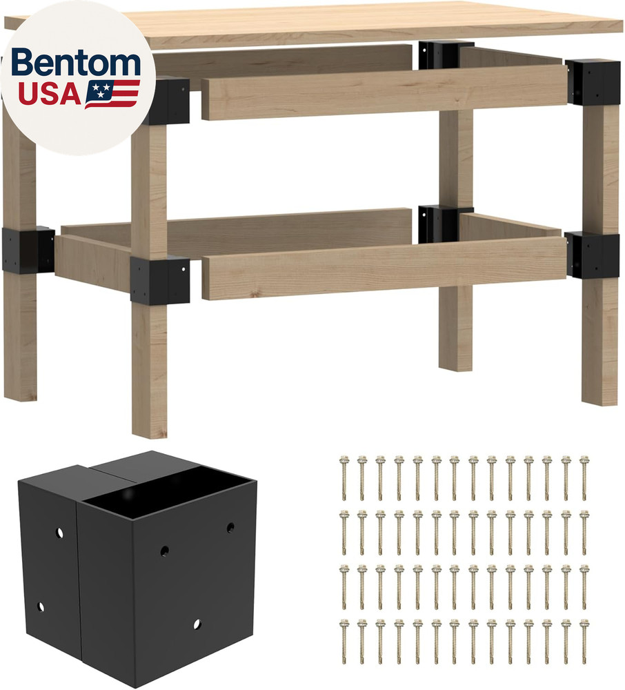 Workbench Bracket Kit 8PCS, Heavy Duty 3-Way Brackets for Garage Workbench Legs