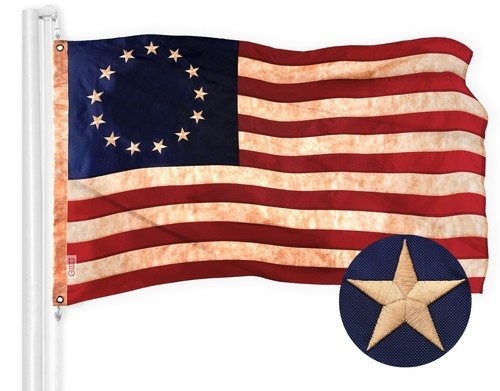 Betsy Ross Tea Stained Flag 3x5FT Embroidered Polyester NYLON DOUBLE SIDED 210D gallery