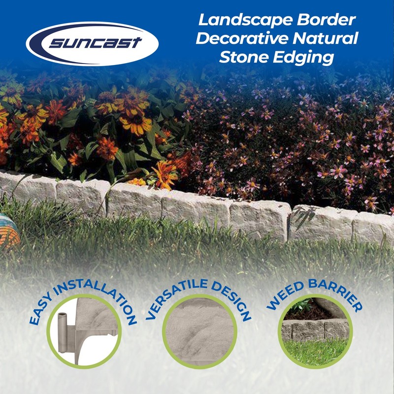 Suncast Landscape Border Decorative Natural Stone Edging, 12" Sections (30 Pack) gallery