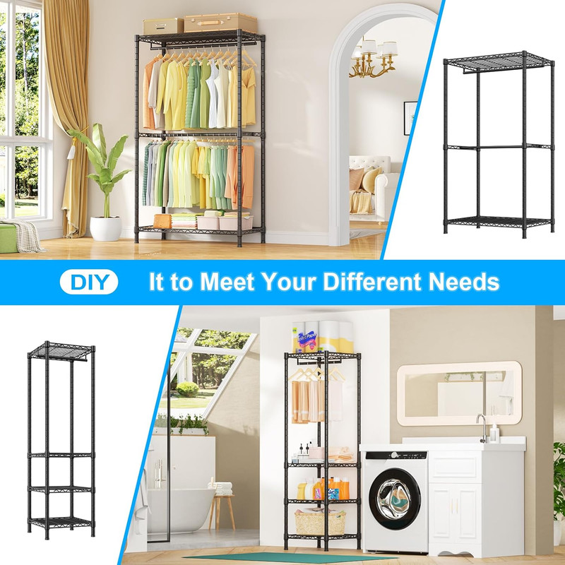 Adjustable E10 Clothes Rack with Hanger Rod - Portable Freestanding Organizer gallery