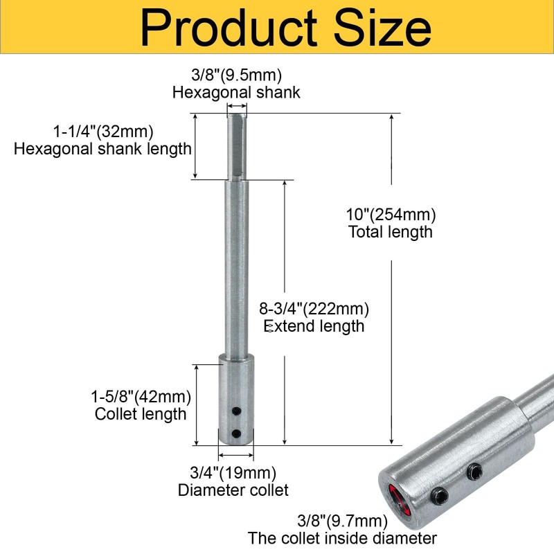 10 Inch Extra Long Forstner Bit Extension for Adding Over 8-3/4 Inches of Dri... gallery