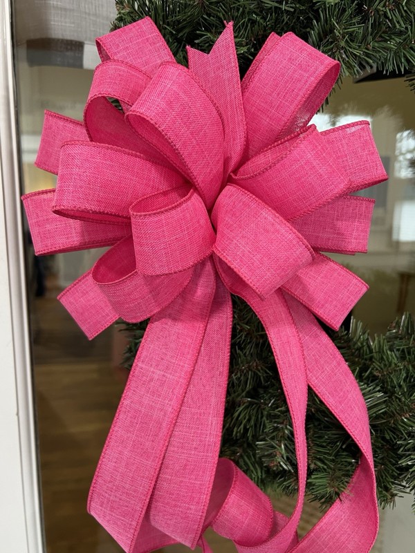 Handmade Hot Pink Linen Spring Easter Summer All Year Wreath Bow gallery