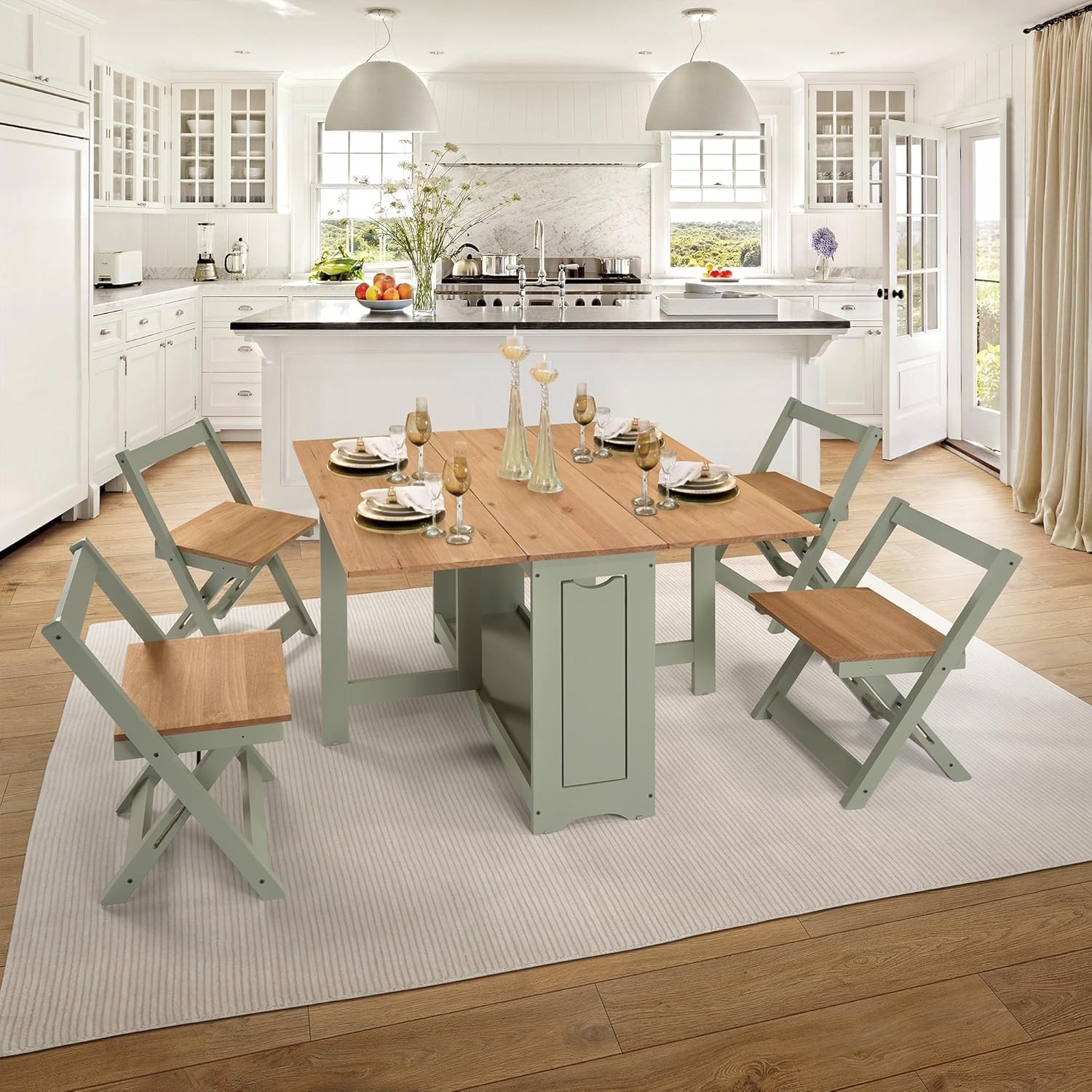 Santos Butterfly Folding Dining Table Set with 4 Chairs – Space-Saving Table gallery