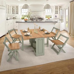 Santos Butterfly Folding Dining Table Set with 4 Chairs – Space-Saving Table